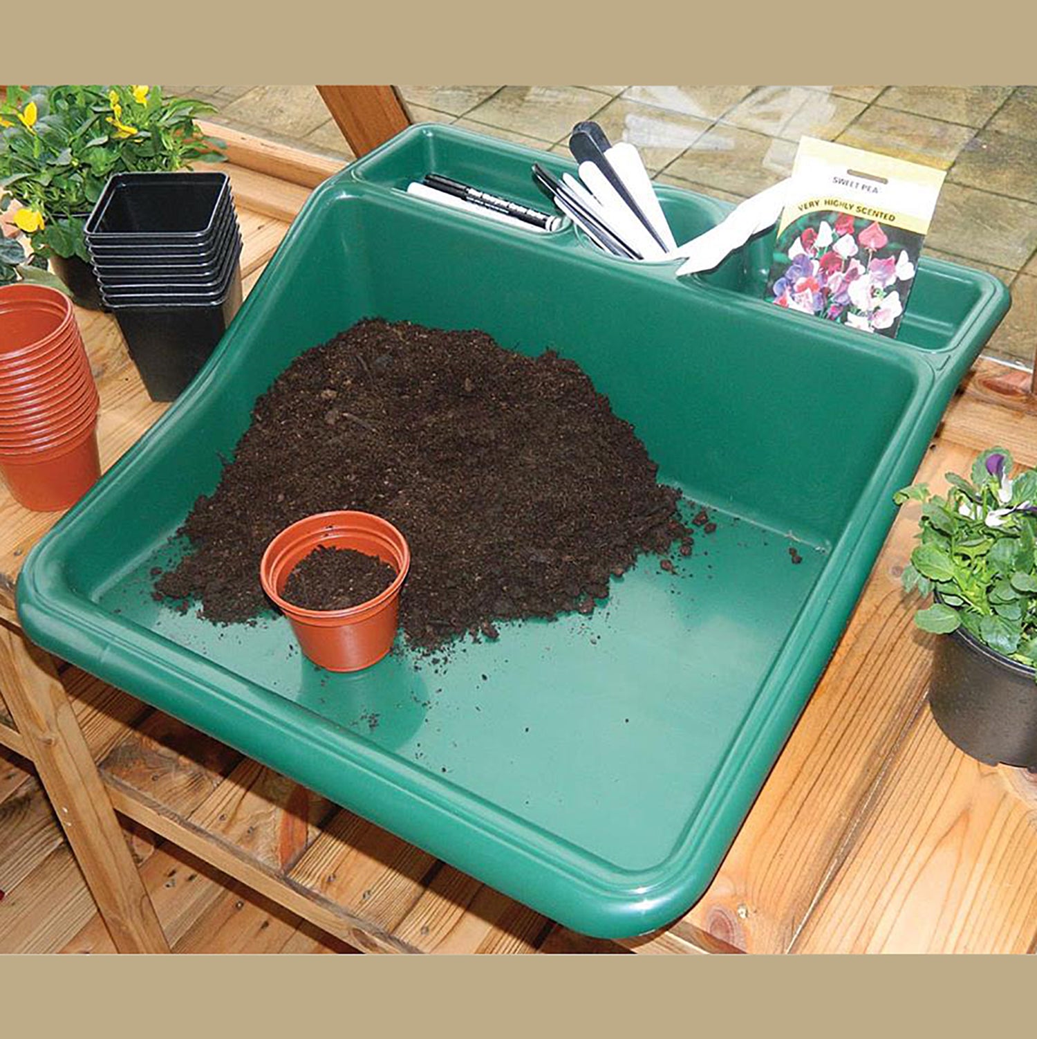 Compact Tidy Tray Green with Shelf