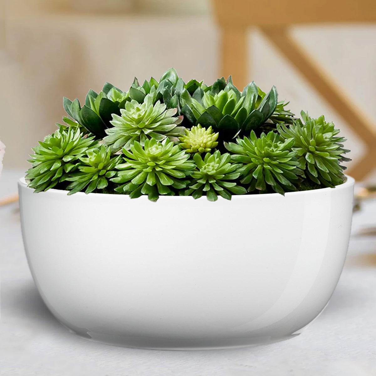 6.3" Shiny White Ceramic Basel Full Color Pot