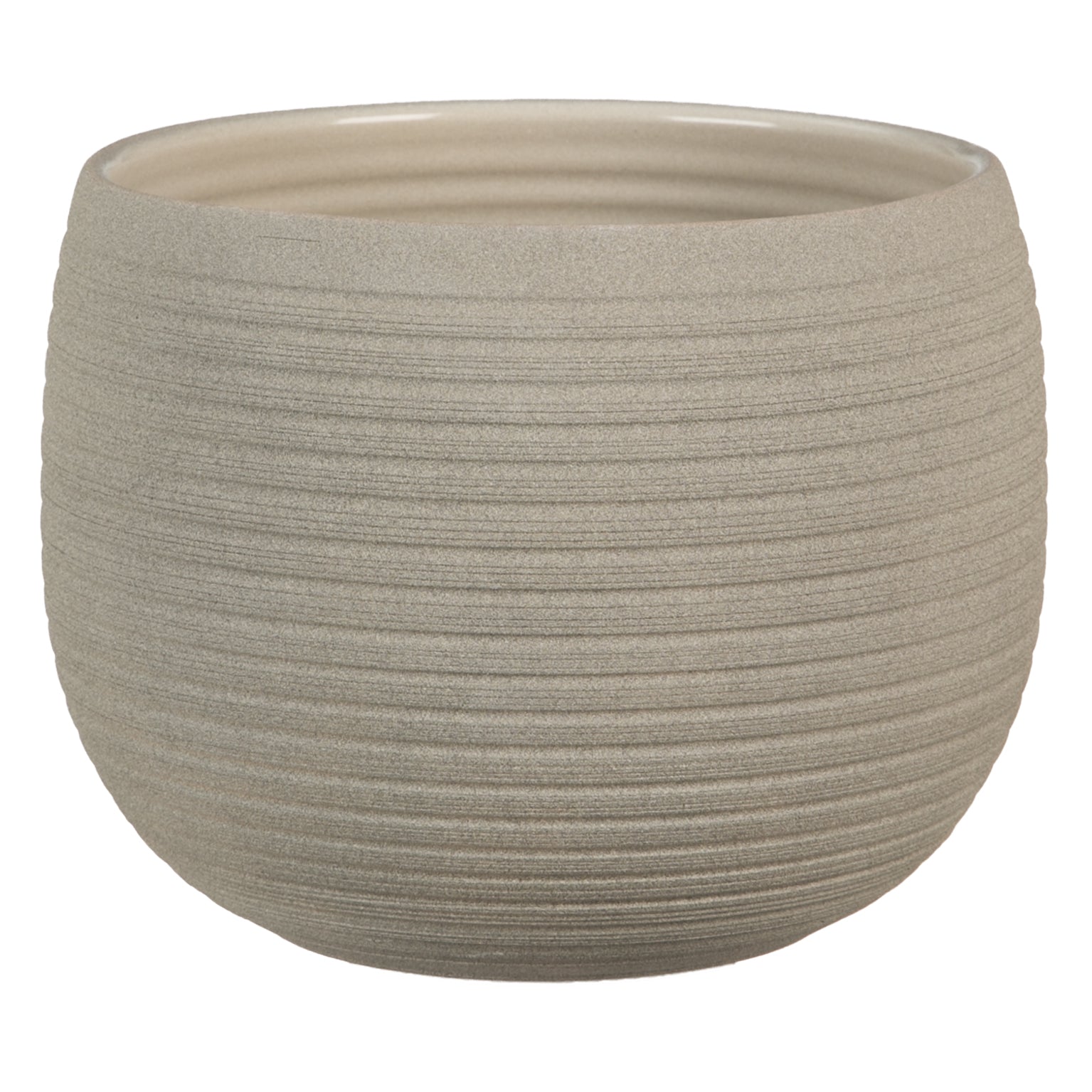 9.25" Taupe Stone Ceramic Linara Pot