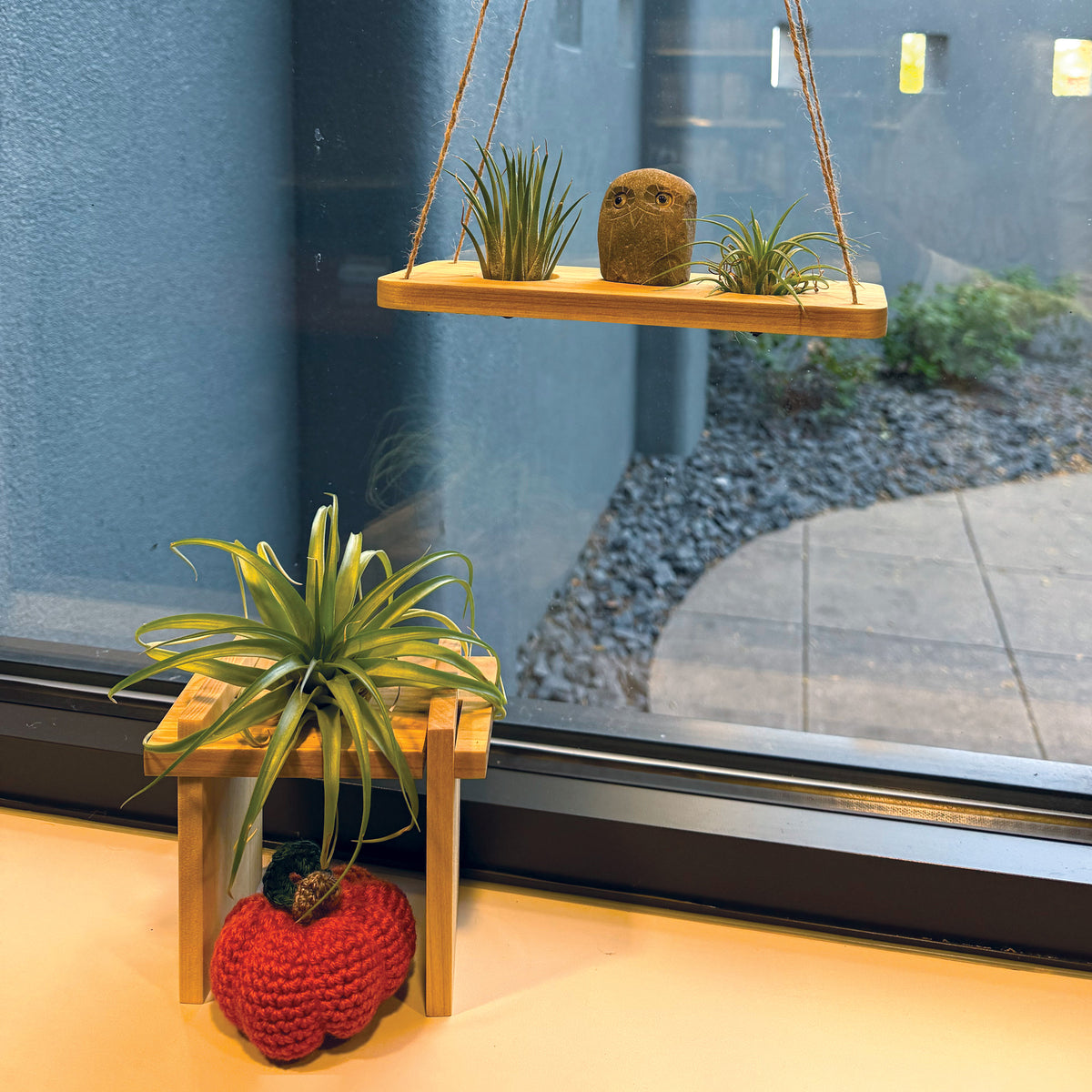 Air Plant Stands Kit with Stone Owl
