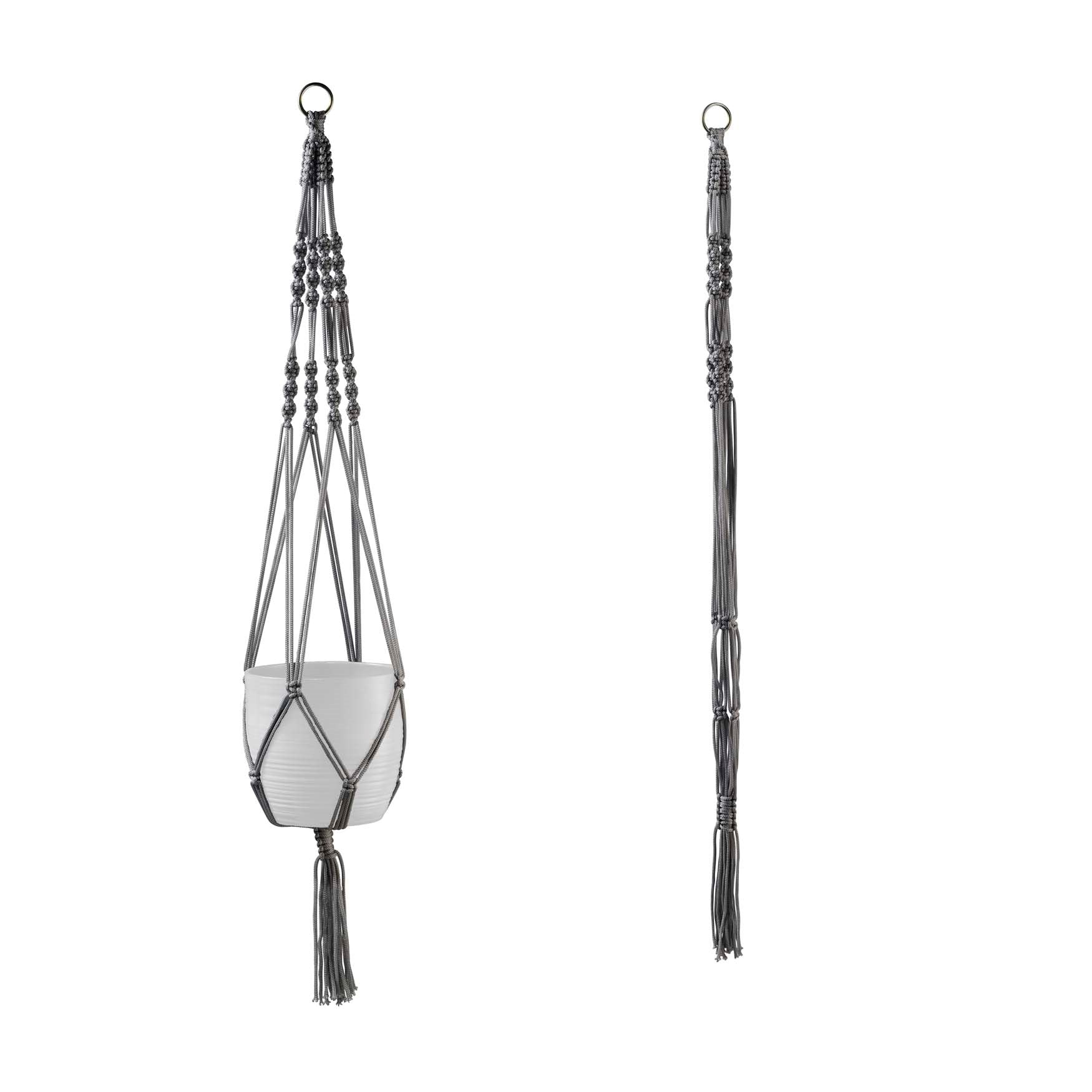 35" Shiny Gray Macrame Hanger
