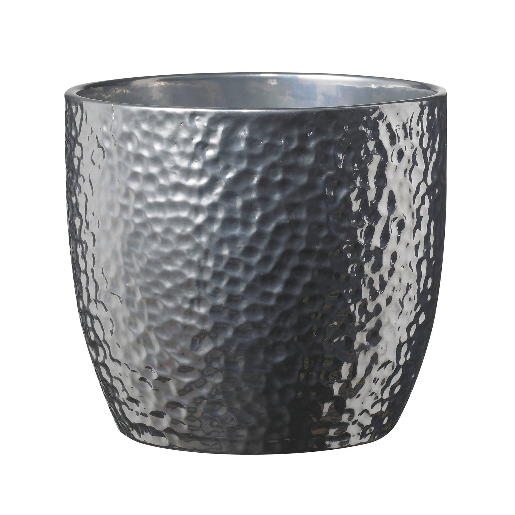 5.1" Shiny Silver Ceramic Boston Metallic Pot