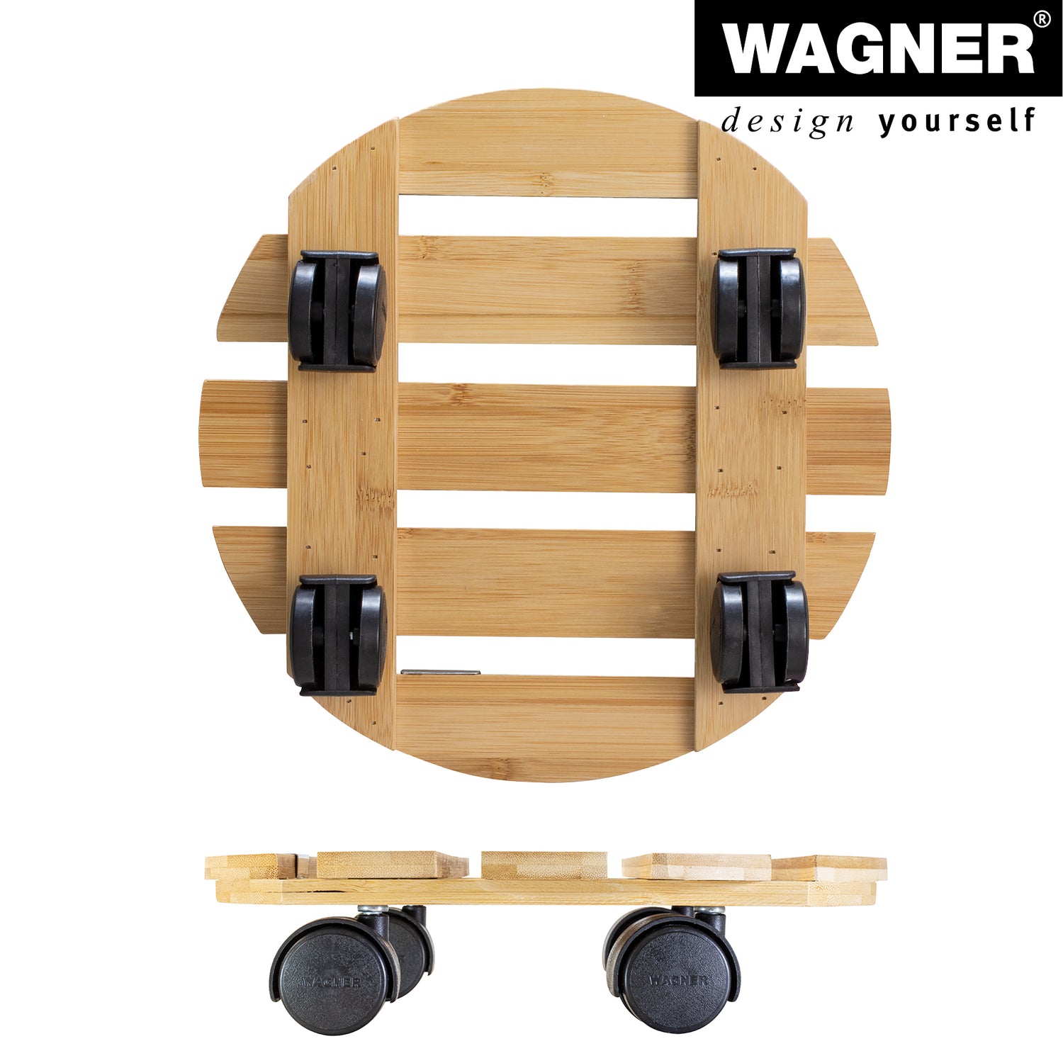 11.4" Round Bamboo Plant Caddy