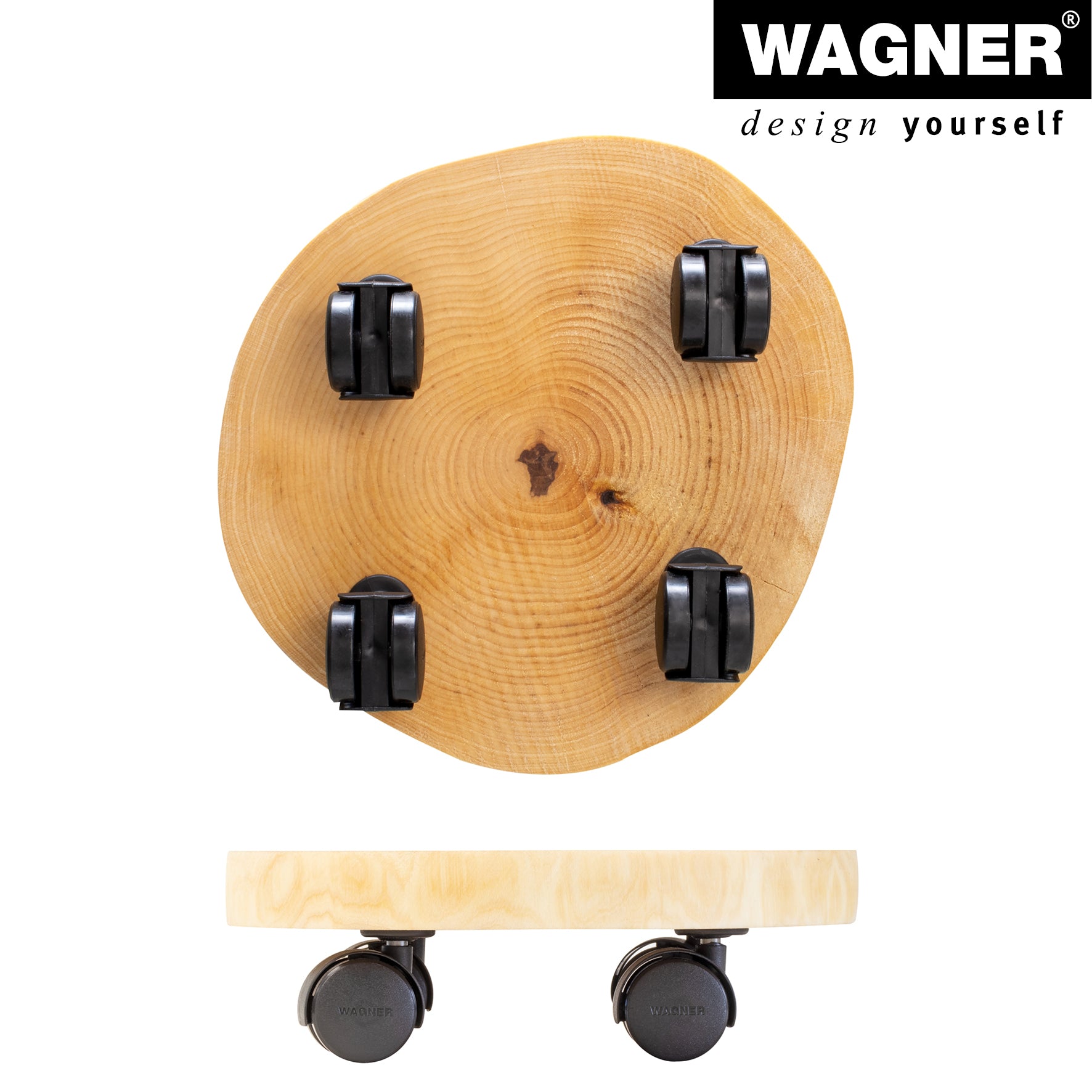 10" Natural Birch Round Wooden Plant Caddy
