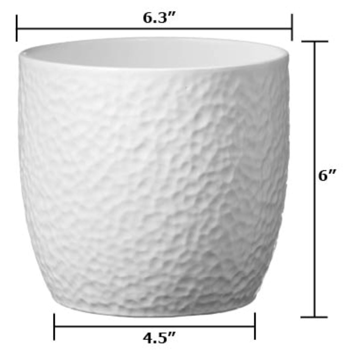 6.3" White Ceramic Boston Pot
