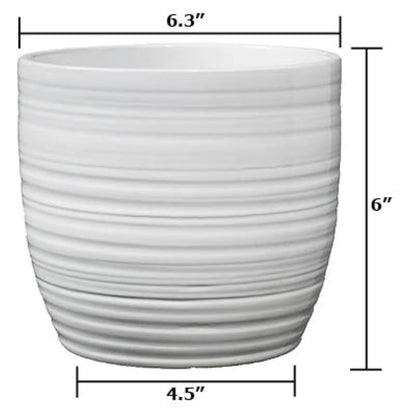 6.3" White Ceramic Bergamo Pot