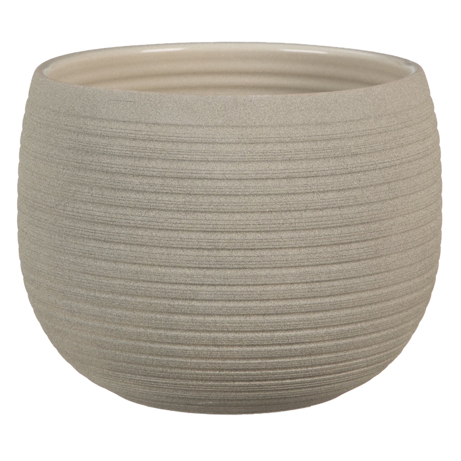 9.25" Taupe Stone Ceramic Linara Pot