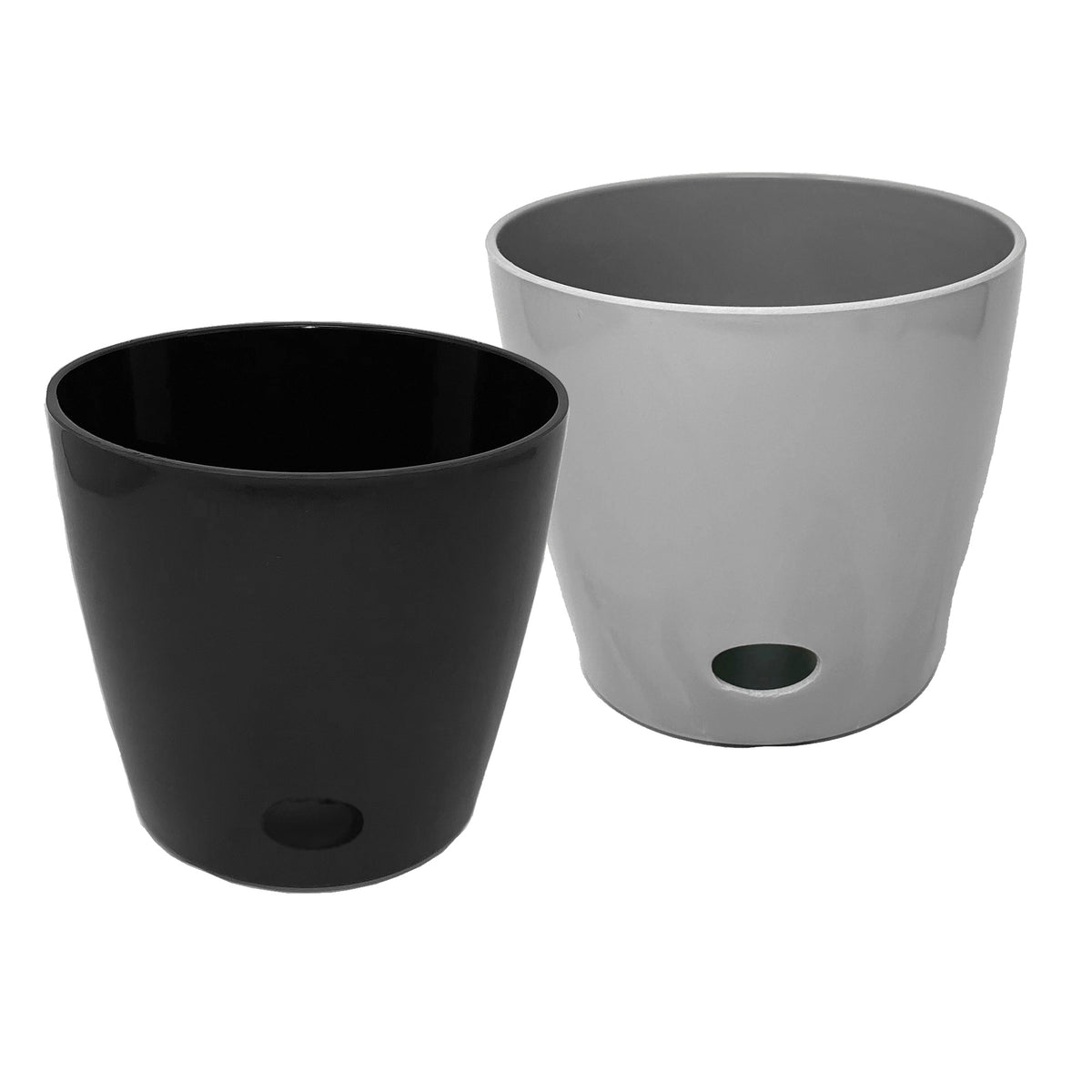 Self-Watering Plant Pot Set of 2 10" Gray &amp; 10" Black