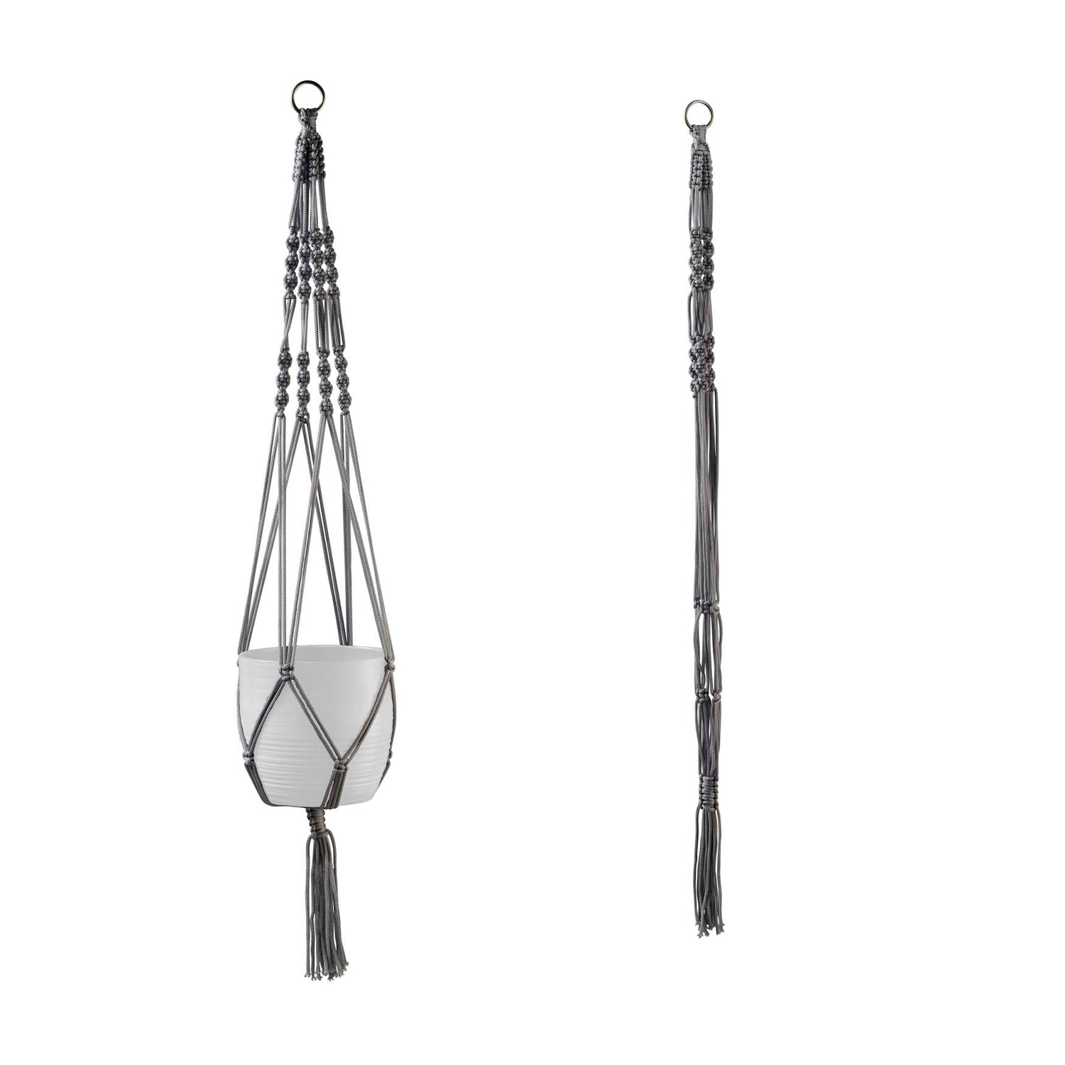 35" Shiny Gray Macrame Hanger