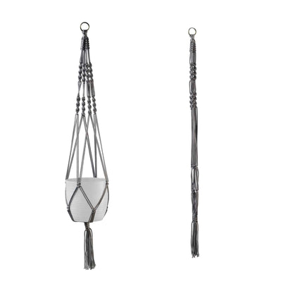 35" Shiny Gray Macrame Hanger