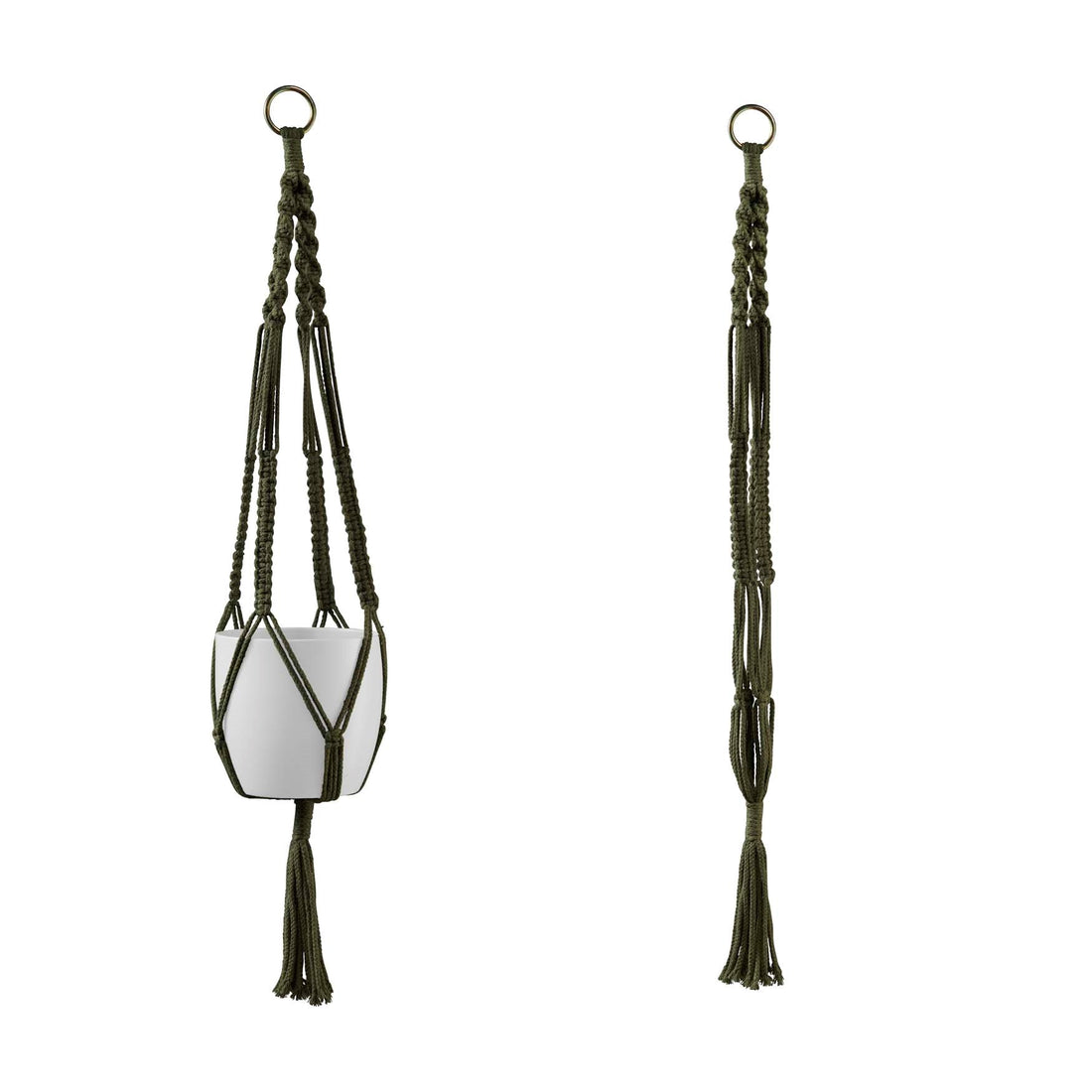 35" Natural Green Macrame Hanger