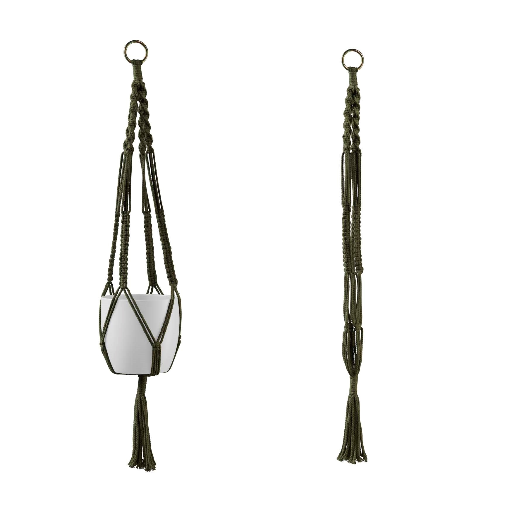 35" Natural Green Macrame Hanger