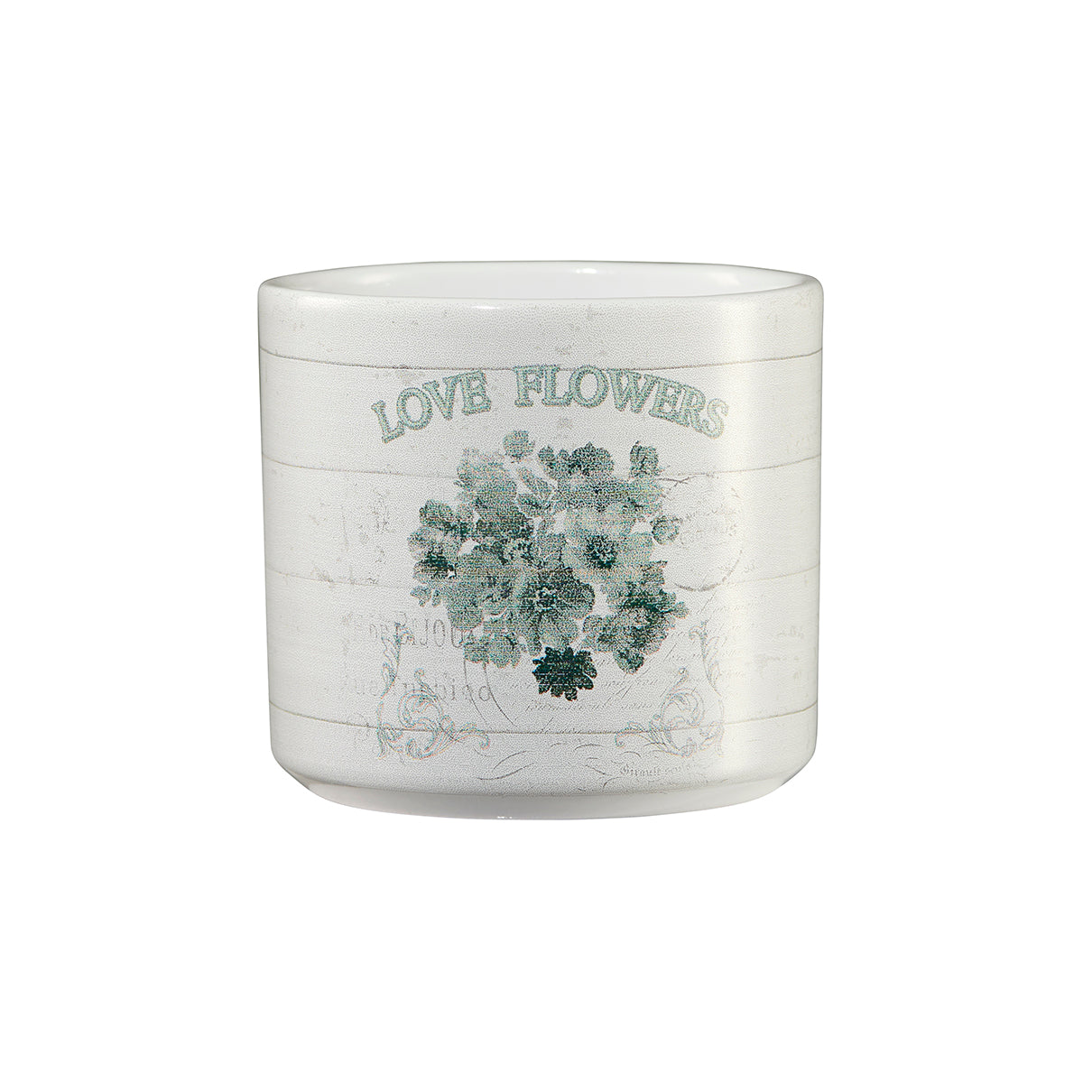 3.9" Love Flowers Ceramic Vintage Garden Pot