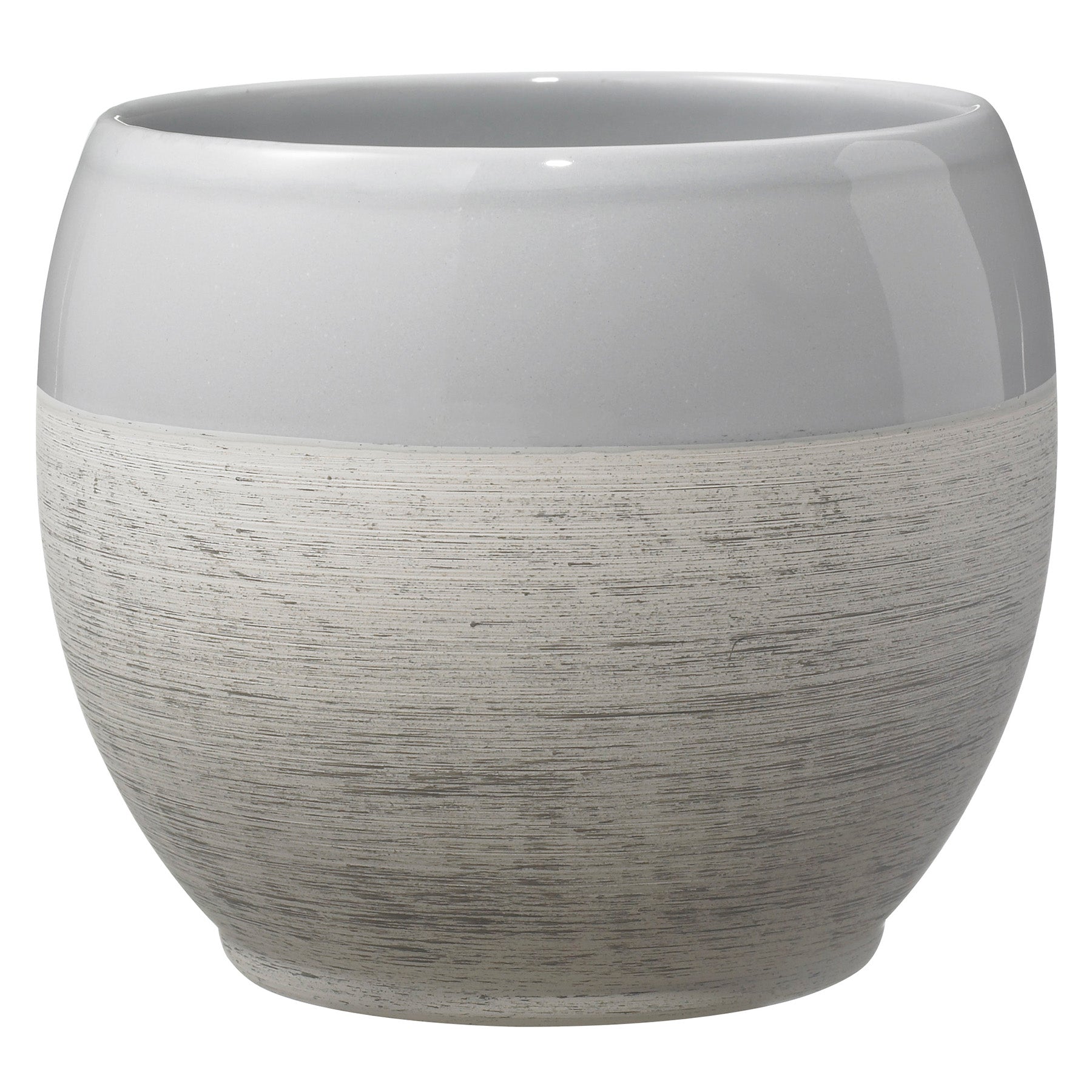 5.9" Shiny Wood Optics Gray Ceramic Alberta Fashion Pot