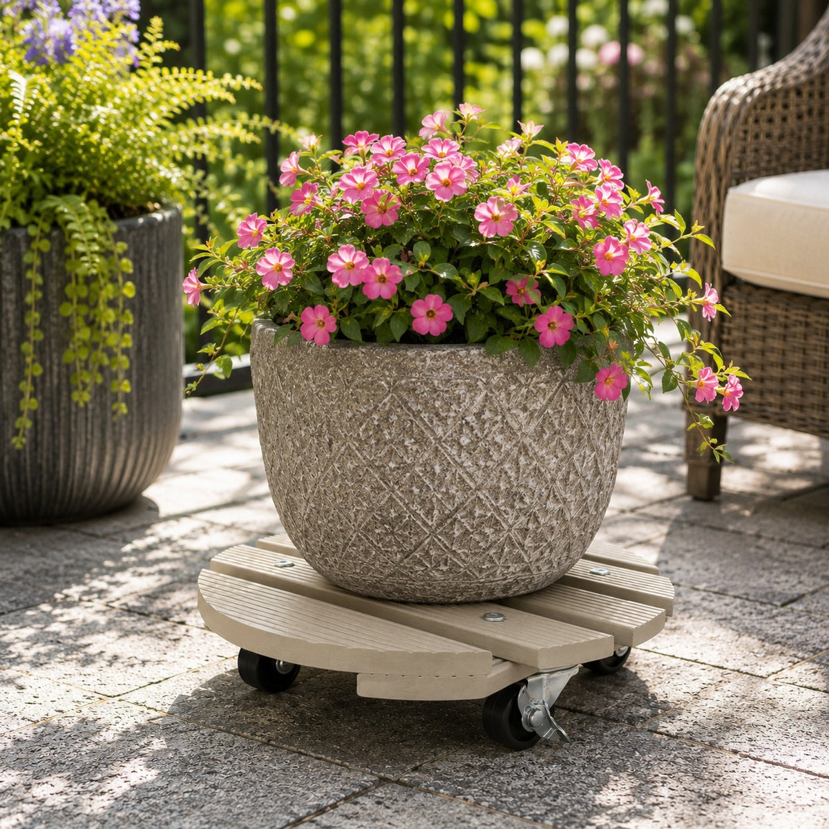 11.4" Cream Round WPC Plant Caddy